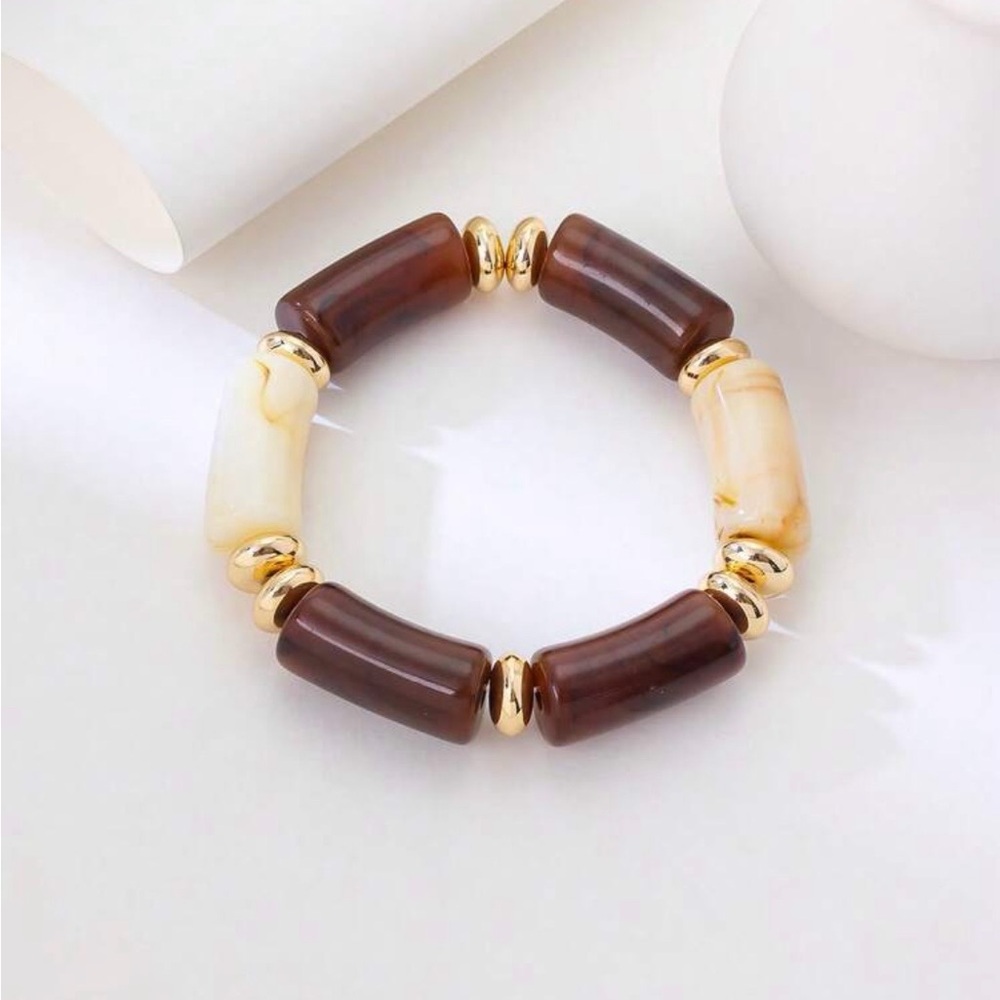 Boho Brown & Gold Beaded Necklace and Bracelet Set - Picture 4 of 4